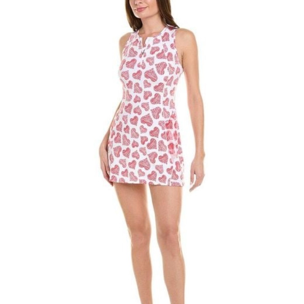 IBKUL UPF 50 Iceƒil Tennis Dress w/Shorts in Heart Red/White Size Small